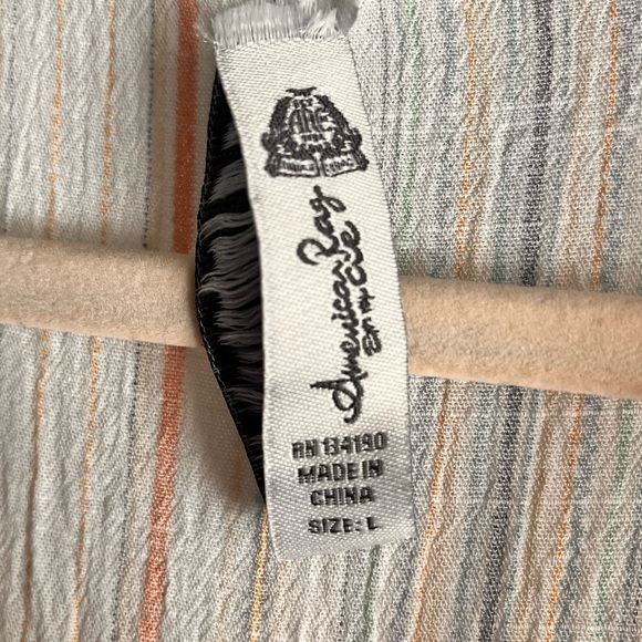 American Rag Cie White Multicolor Striped Boho Ruffle Dress Size L - Picture 8 of 9